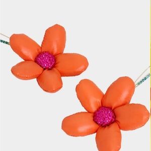Betsey Johnson Floral Orange Pink Earrings